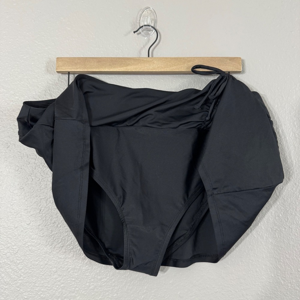 Time and Tru Women's Size XL 16/18 Black Ruched Side Drawstring Swim Skirt - Picture 6 of 7